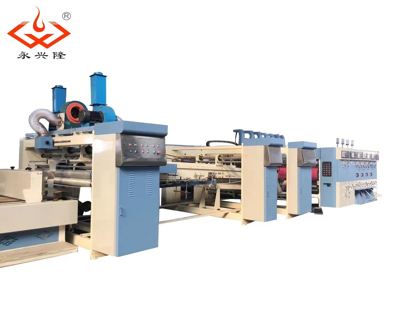 Corrugated carton production line printing die cutting slotting folder gluer strapping in line