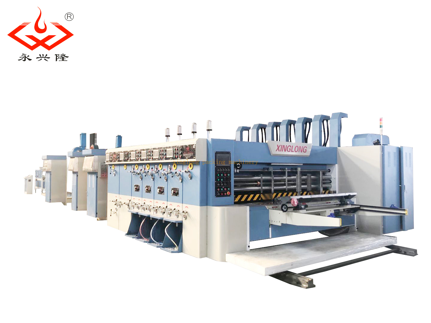 High Speed Full Automatic Corrugated Box Making Machine Carton Production Line Flexo Printing Slotting Gluing Strapping Inline